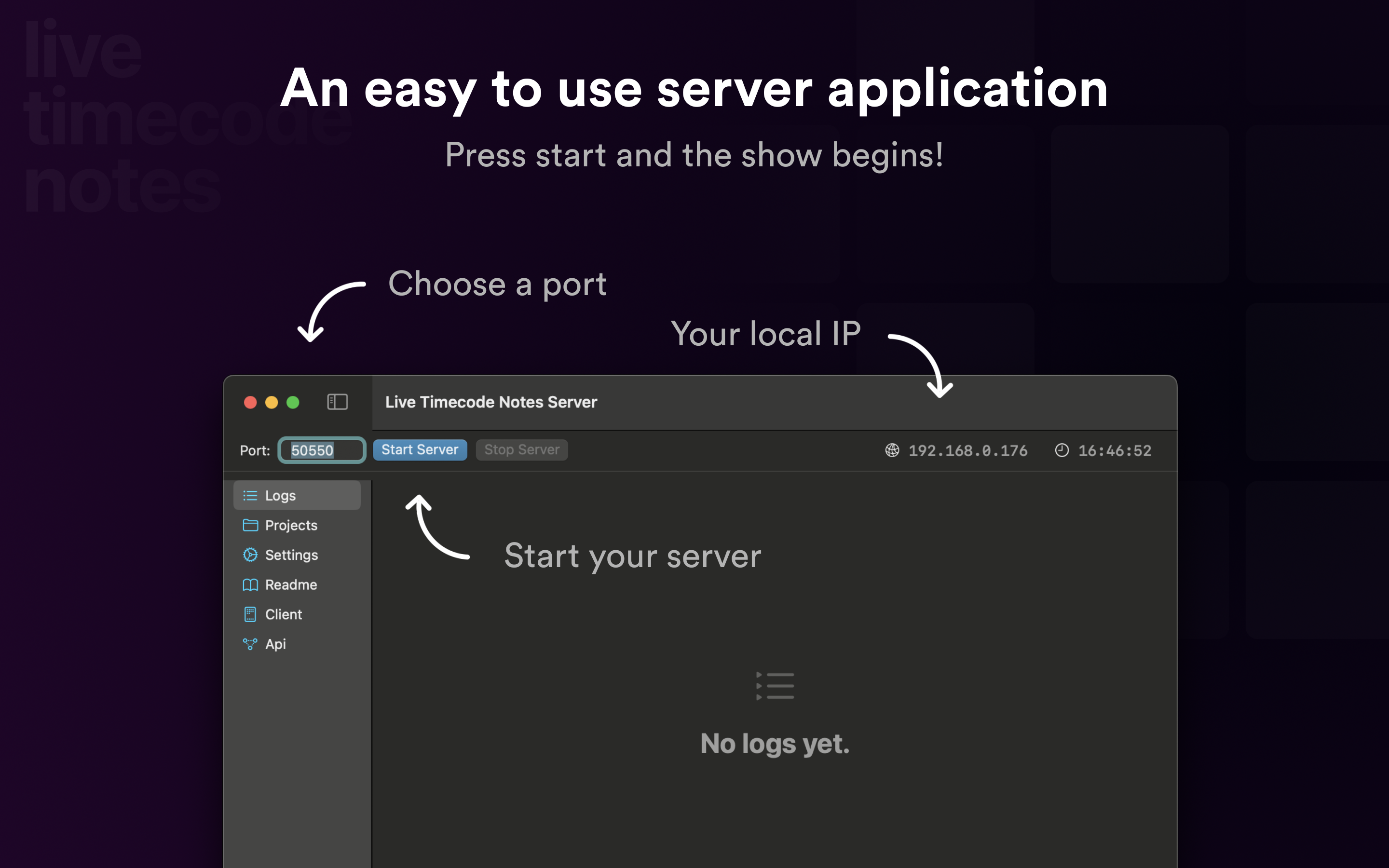 Server for Live Timecode Notes